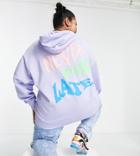 Asos Design Curve Oversized Hoodie With Never Too Late Embossed Graphic Print-purple