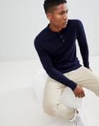 Jack & Jones Premium Knitted Long Sleeved Polo Shirt - Blue