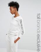 Noisy May Tall Kicks Back Oversized Motif Sweat Top - White