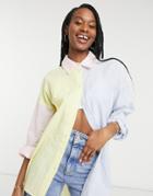 Asos Design Super Oversized Relaxed Dad Shirt In Mixed Seersucker Pastel Stripe-multi