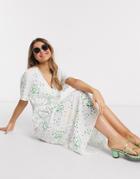 Miss Selfridge Spot Midi Dress In Ivory-white