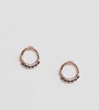 Astrid & Miyu Rose Gold Plated Mystic Black Jewelled Huggie Hoop Earrings - Gold