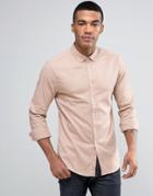 Asos Skinny Twill Shirt In Pink - Pink