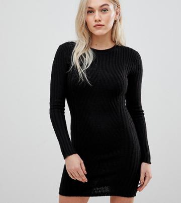 Brave Soul Petite Poppy Sweater Dress - Black
