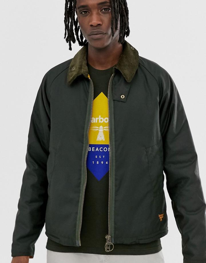 Barbour Beacon Winter Munro Wax Jacket In Sage-green