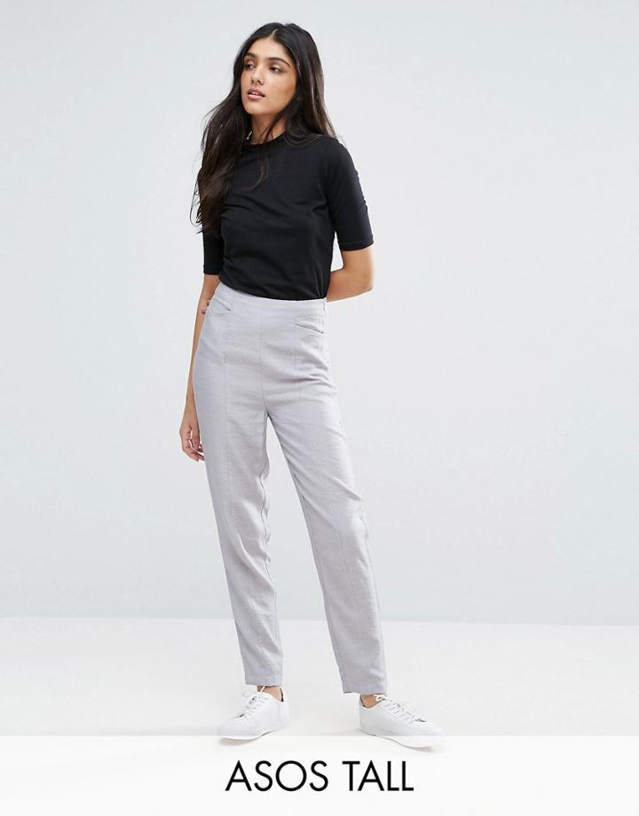Asos Tall Clean Texture Linen Look Pant - Gray