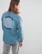 Diamond Supply Long Sleeve T-shirt With Worldwide Back Print In Blue - Green