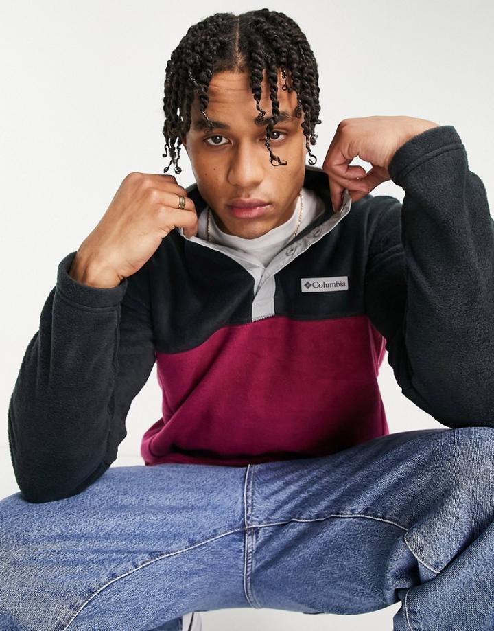 Columbia Steen Mountain 1/2 Zip Fleece In Burgundy/black