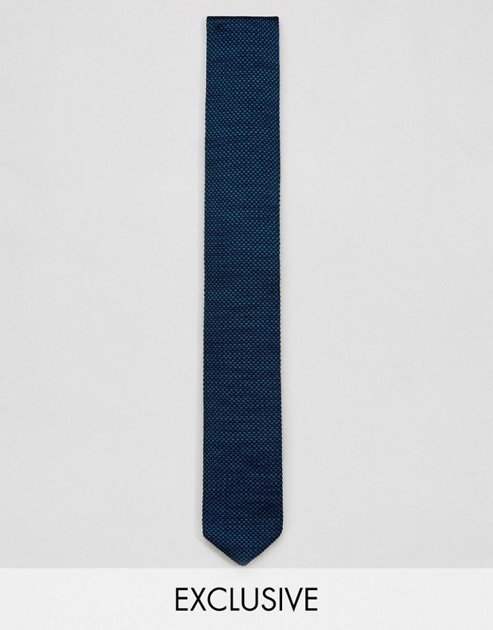 Heart & Dagger Knitted Tie In Diagonal Stripe - Black