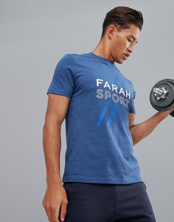 Farah Sport Johnstone Logo T-shirt In Navy - Navy