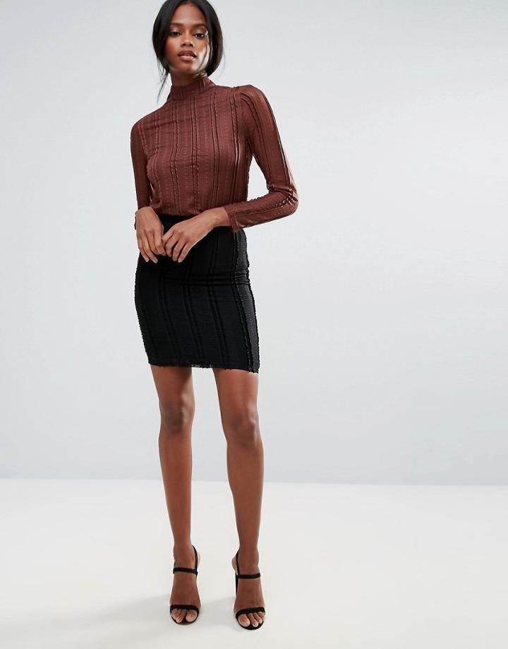 B.young Lace Pencil Skirt - Black