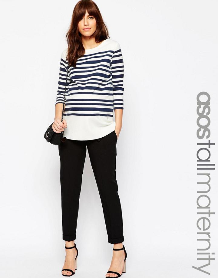 Asos Maternity Tall Woven Peg Pants With Obi Tie - Black