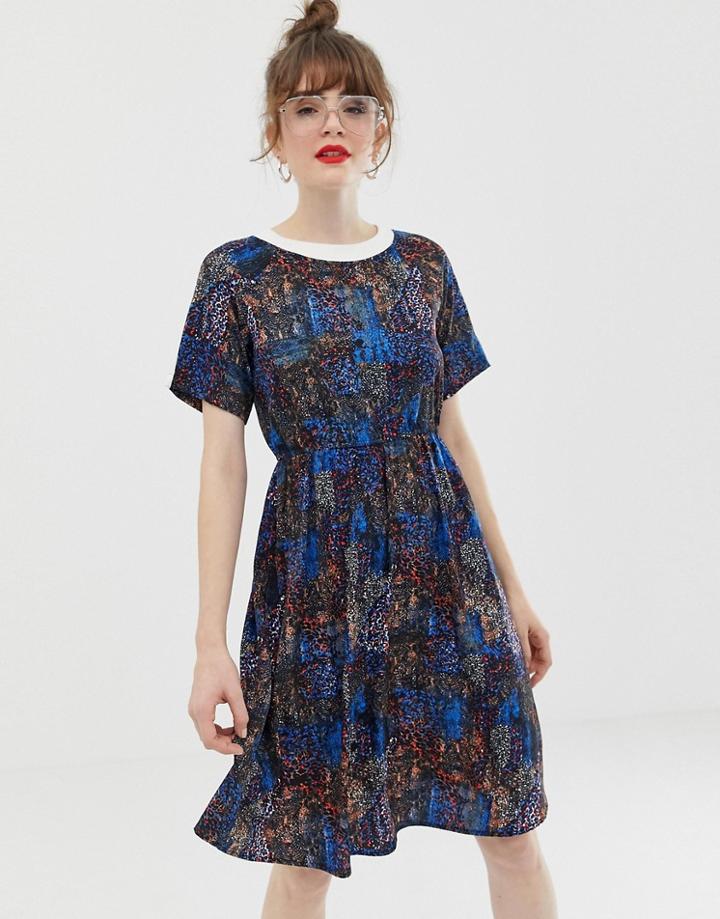 Noisy May Mixed Animal Print High Neck Dress - Multi