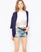 Only 3/4 Sleeve Cardigan With Front Pockets - Peacoat
