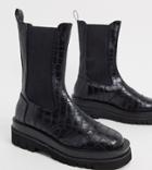 Z Code Z Exclusive Nora Vegan Chunky Chelsea Boots In Black Croc