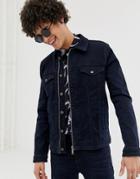 Asos Design Two-piece Denim Jacket In Black - Black