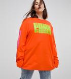 Puma Exclusive To Asos Plus Long Sleeve T-shirt In Red - Orange