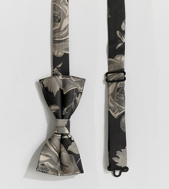 Heart & Dagger Woven Floral Bow Tie - Black