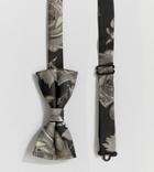 Heart & Dagger Woven Floral Bow Tie - Black