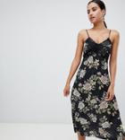 Missguided Lace Floral Midi Dress - Black