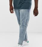 Asos Design Plus Recycled Tapered Jeans In Mid Wash - Blue