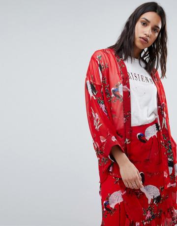 Sofie Schnoor Exotic Bird Print Kimono - Red