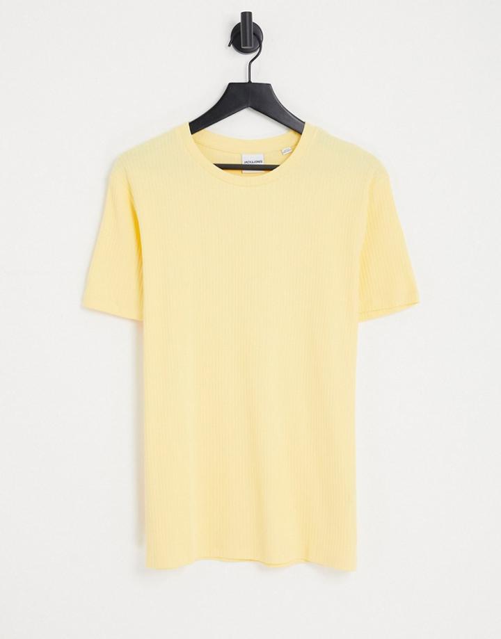 Jack & Jones Originals Rib T-shirt In Pastel Yellow