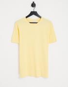 Jack & Jones Originals Rib T-shirt In Pastel Yellow