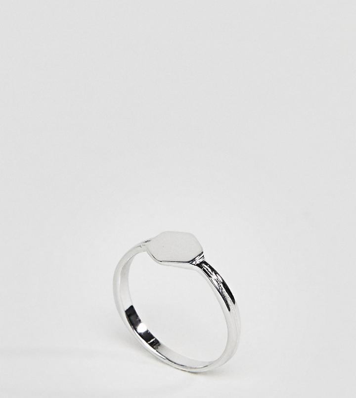 Asos Sterling Silver Double Row Hexagon Ring - Silver