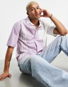 Topman Short Sleeve Stripe Shirt In Lilac-purple