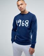 Esprit Crew Neck Sweatshirt With 1968 Print - Navy