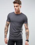 Asos Muscle T-shirt In Charcoal Marl - Gray