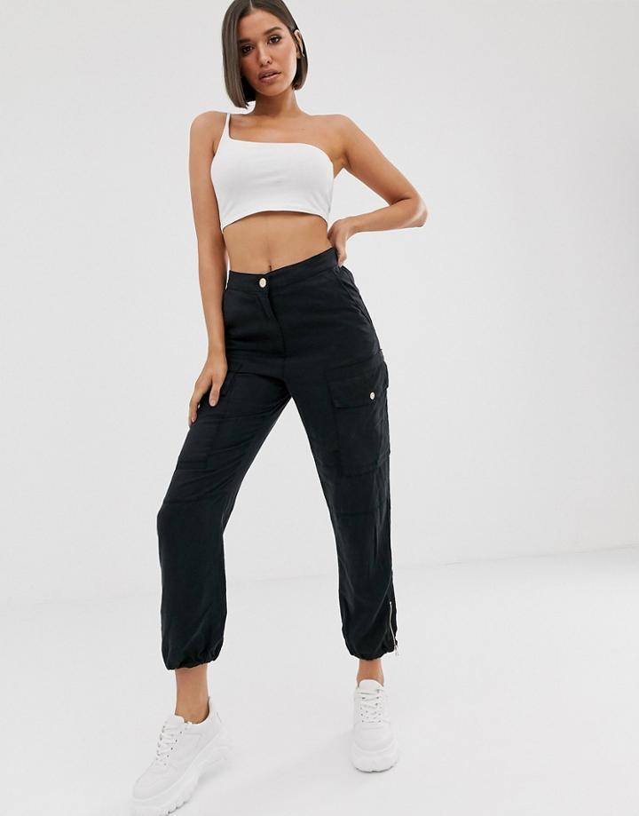 River Island Cargo Pants In Black