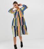 Na-kd Multi Stripe A-line Midi Dress - Multi