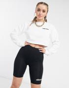 Ellesse Cropped Sweatshirt & Legging Shorts Set In White/black