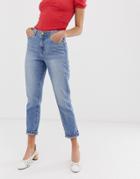 Only Mom Jeans In Light Blue Wash-blues