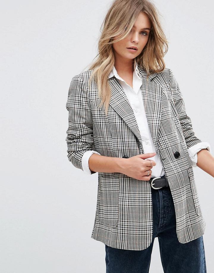 Vero Moda Check Tailored Blazer - White