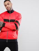 Asos Oversized Track Jacket In Polytricot With Color Block - Red