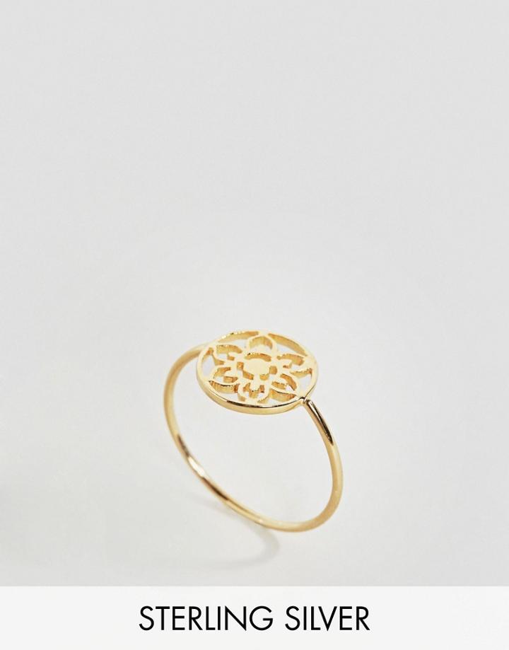Asos Gold Plated Sterling Silver Pretty Filigree Ring - Gold