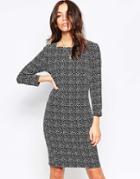 Minimum 3/4 Sleeve Pencil Dress With Square Neck - 999 Black