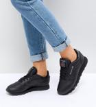 Reebok Classic Leather Sneakers In Black Leather
