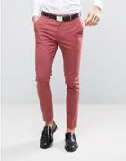 Asos Wedding Skinny Suit Pants In Berry - Pink