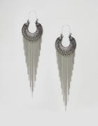 Reclaimed Vintage Inspired Boho Fringe Earrings (+) - Silver