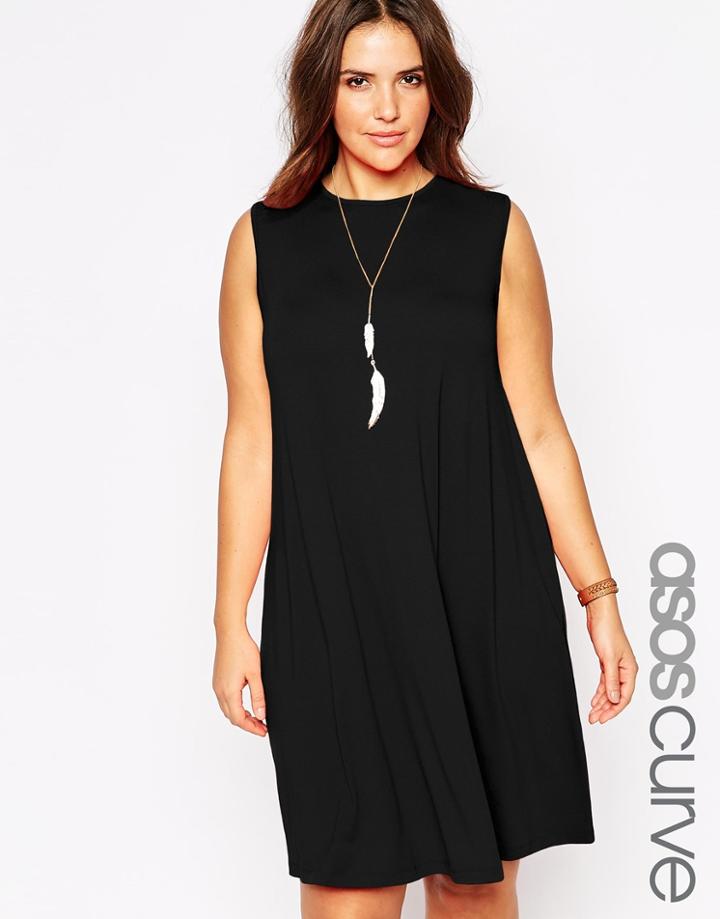 Asos Curve Sleeveless Swing Dress - Black