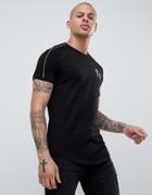 Gym King Muscle T-shirt In Black With Gold Side Stripe - Black