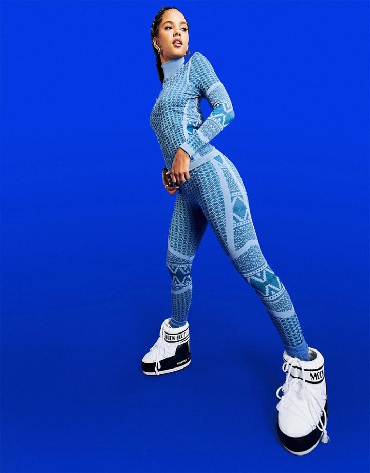 Asos 4505 Ski Base Layer Leggings In Retro Graphic Print-multi