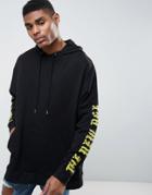 Asos Extreme Oversized Hoodie With Gothic Text - Black