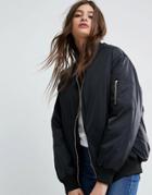 Asos Oversized Bomber Jacket - Black