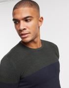 Only & Sons Sweater In Colorblock Navy