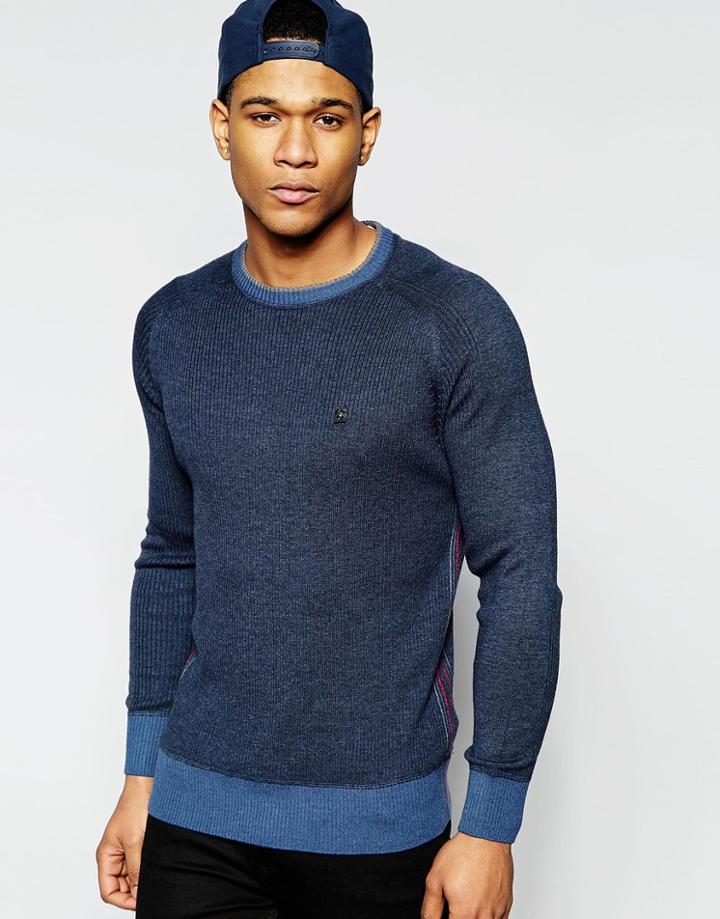 Ringspun Rizzo Crew Neck Knit Sweater - Navy